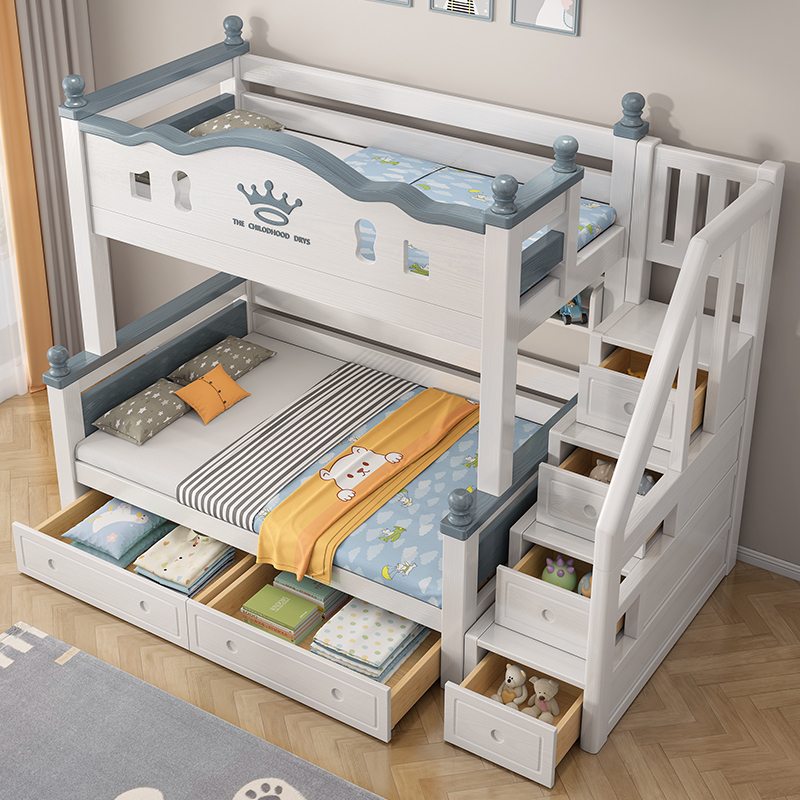 兰秀家居 简约儿童上下床多功能高低床实木子母床男孩女孩上下铺双层