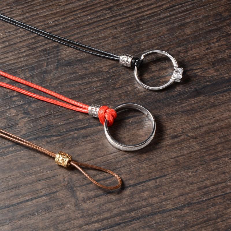 黄金戒指挂绳纯银饰坠绳男女士情侣款手工项链绳编织绳子简约