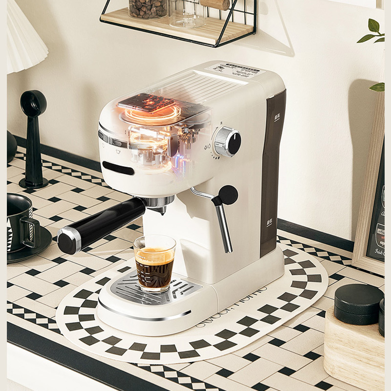 酷迪熊 意式咖啡机 小型半自动迷你一体打奶泡机 白-310*175*310mm高清大图