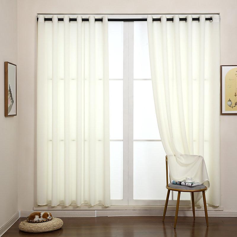 家柏饰(CORATED)白纱窗帘免打孔安装透光不透人卧室阳台遮光防晒纱窗纱帘成品 天丝绒-唯美米黄(TH) (内宽1.6-2.1米用)宽帘1.5*高1.8米两片(共3米