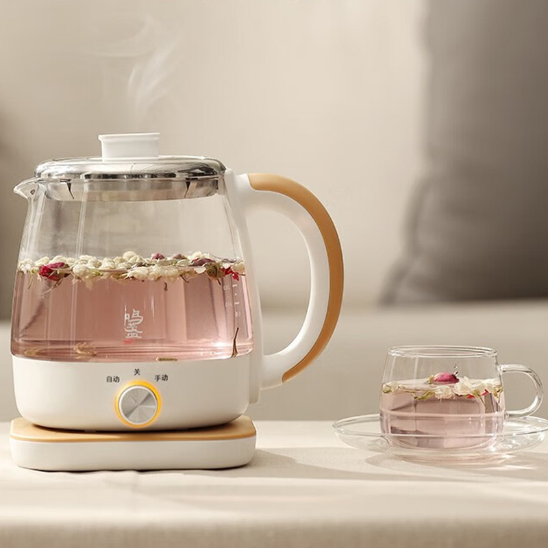 鸣盏 养生壶 煮茶器玻璃电水壶烧水壶 1L MZ-073高清大图