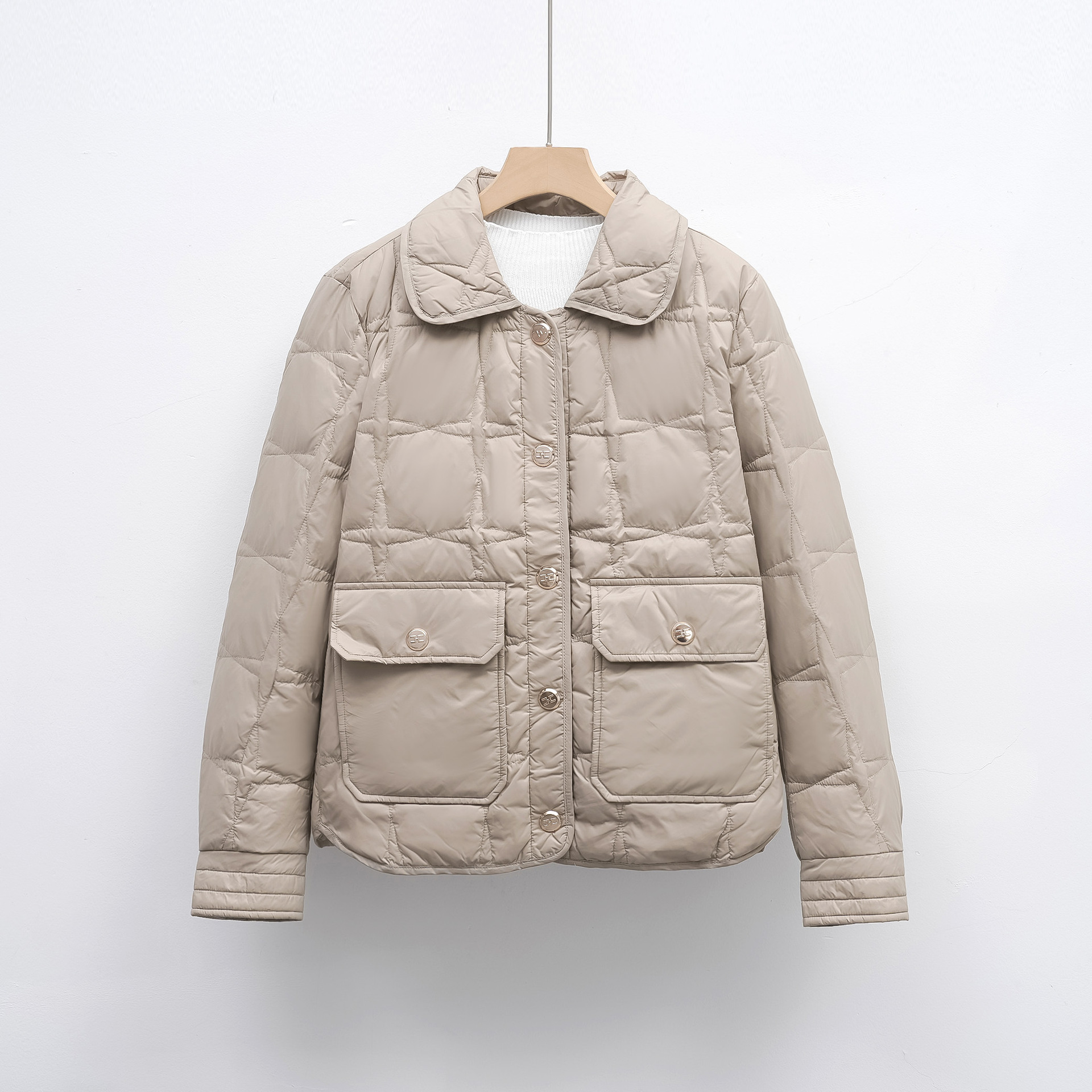 羽绒服新国标90绒女新款冬季休闲时尚韩版百搭羽绒外套 卡其色 S