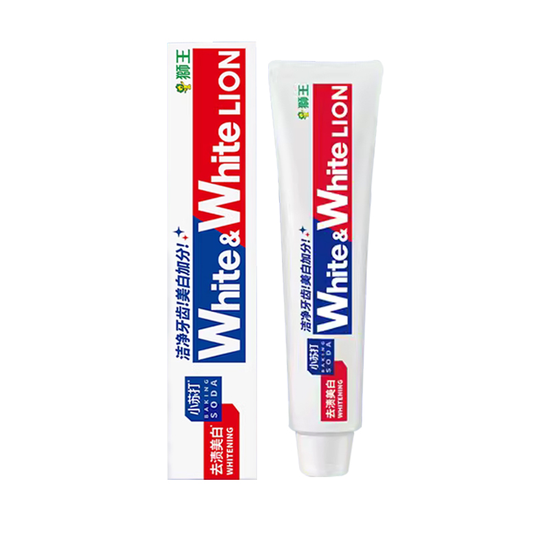 狮王大白牙膏 WHITE 葡萄柚经典大白管牙膏 小苏打去牙渍牙垢 含氟防蛀120g*5支高清大图