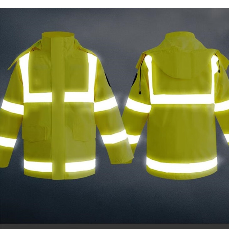 汇特益 冬季反光棉服交通执勤反光安全服防寒服雨衣加棉加厚雨衣 荧光黄 180