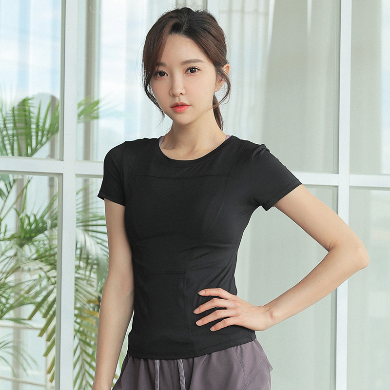 运动t恤女夏季薄款短袖健身上衣修身显瘦性感紧身跑步瑜伽服