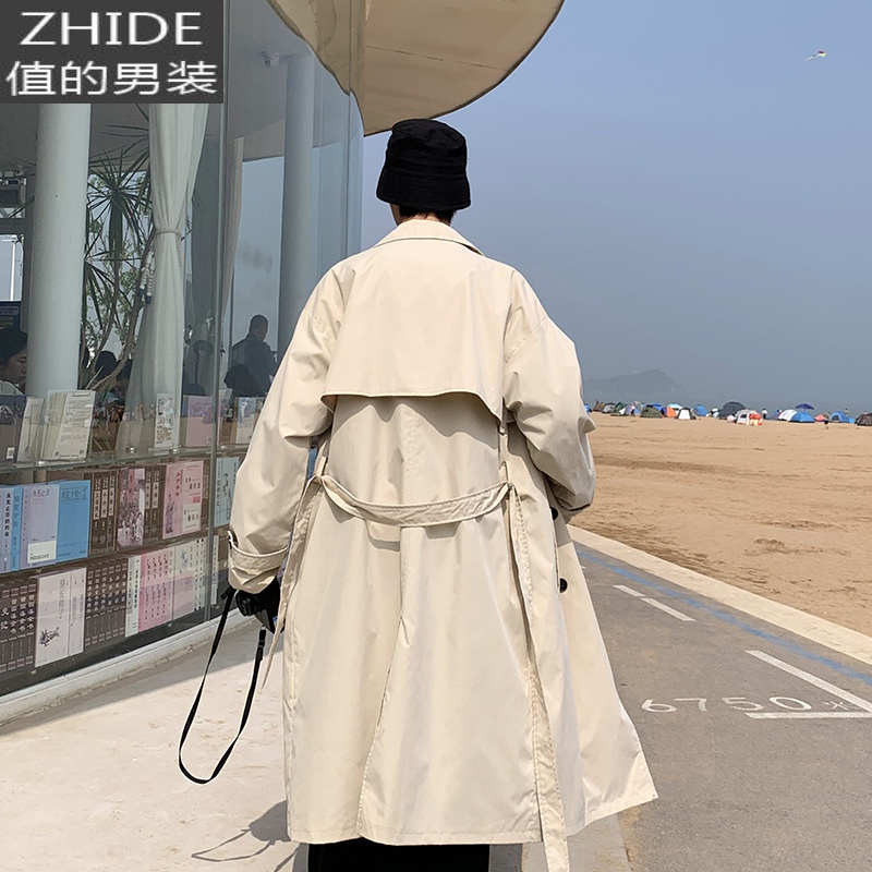 值得男装男士风衣季2021新款韩版潮流中外套帅气港风宽松休闲百搭_197 米色 2XL
