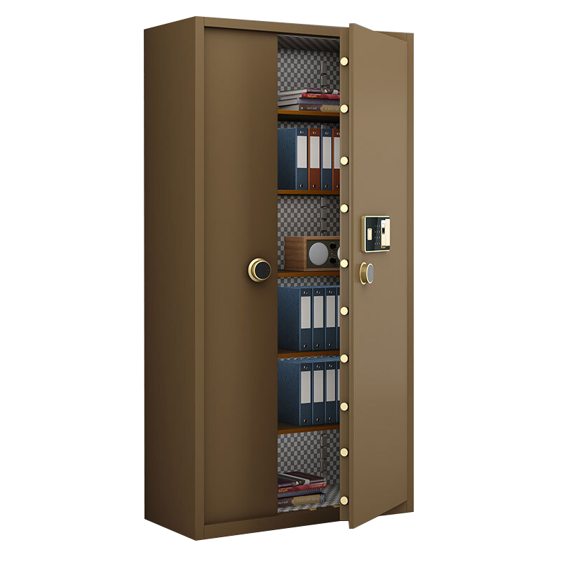 全简家具保险柜大型办公柜密码文件柜资料柜珠宝存放柜加厚保险箱-咖色指纹锁高清大图