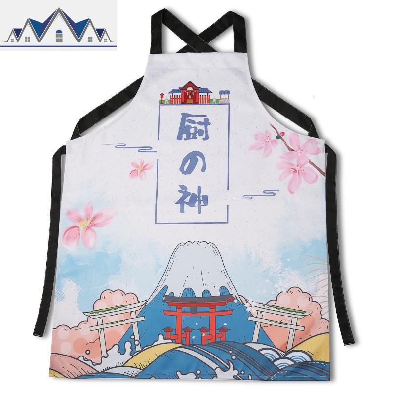 厨神樱花日式防水个性印花厨房做饭家用餐厅围裙可爱时尚定制LOGO 三维工匠高清大图