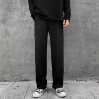 西裤男阔腿直筒宽松裤子春夏休闲长裤垂坠感DK学院制服班服西装裤 黑色 长裤 [超高质量保证] S