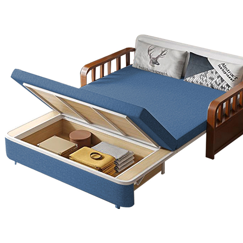 筑亮 沙发床 90cm深蓝色可储物款 张高清大图