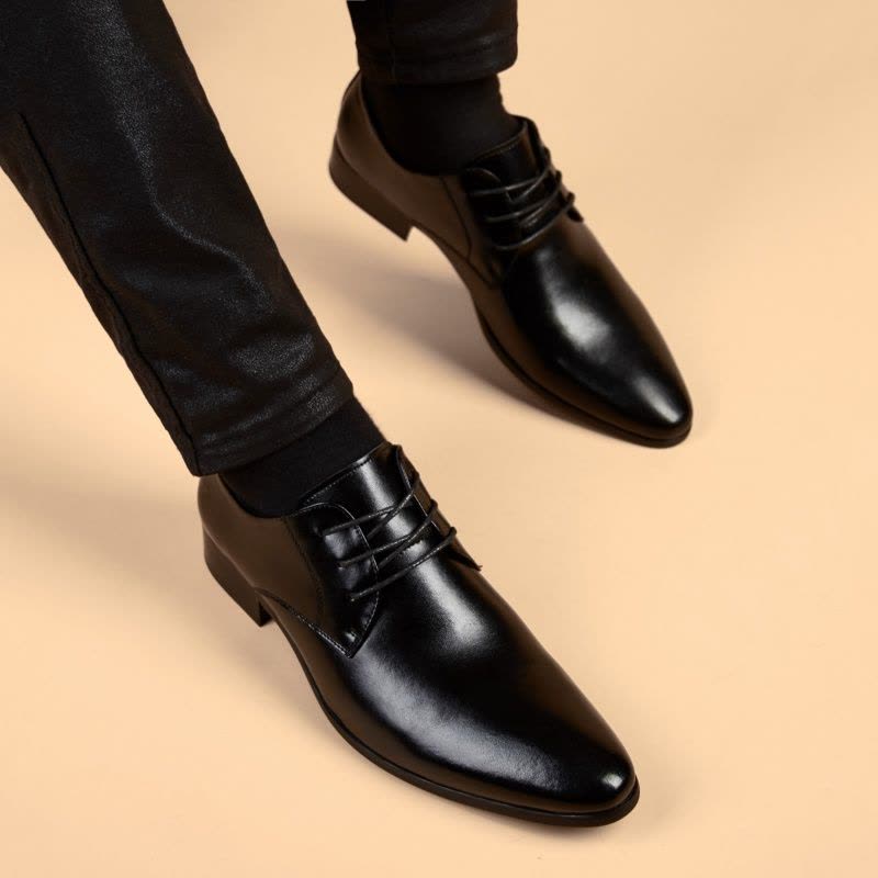 皮鞋男秋季透气商务正装真皮男鞋2021年新款潮英伦增高男士休闲鞋图片