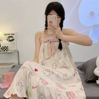 睡裙夏季吊带连衣裙无袖睡衣女甜美可爱卡通家居服宽松可外穿薄款 女XL Q65700