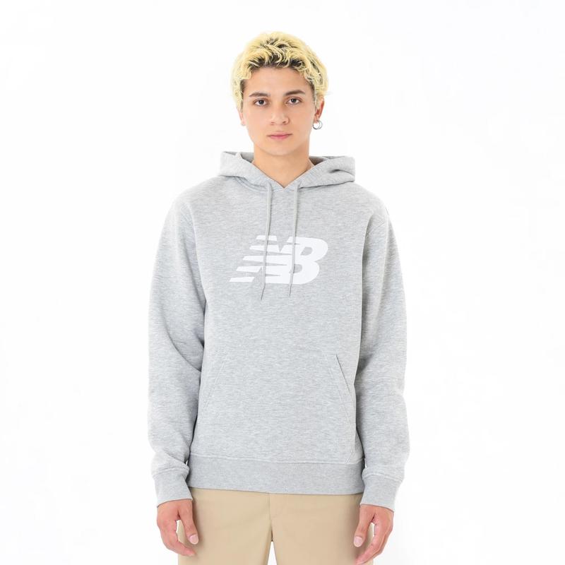 New Balance高弹力抓绒连帽卫衣男款秋冬情侣套头运动休闲上衣