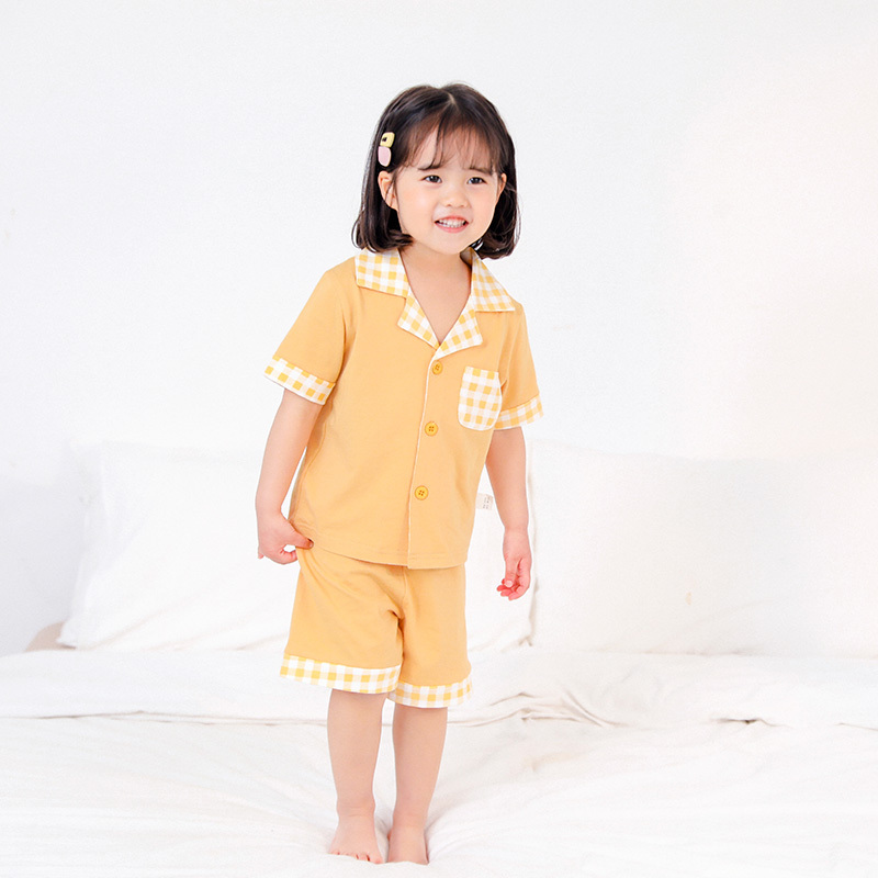 精典泰迪儿童睡衣短袖套装夏季宝宝半袖开衫男女童家居服