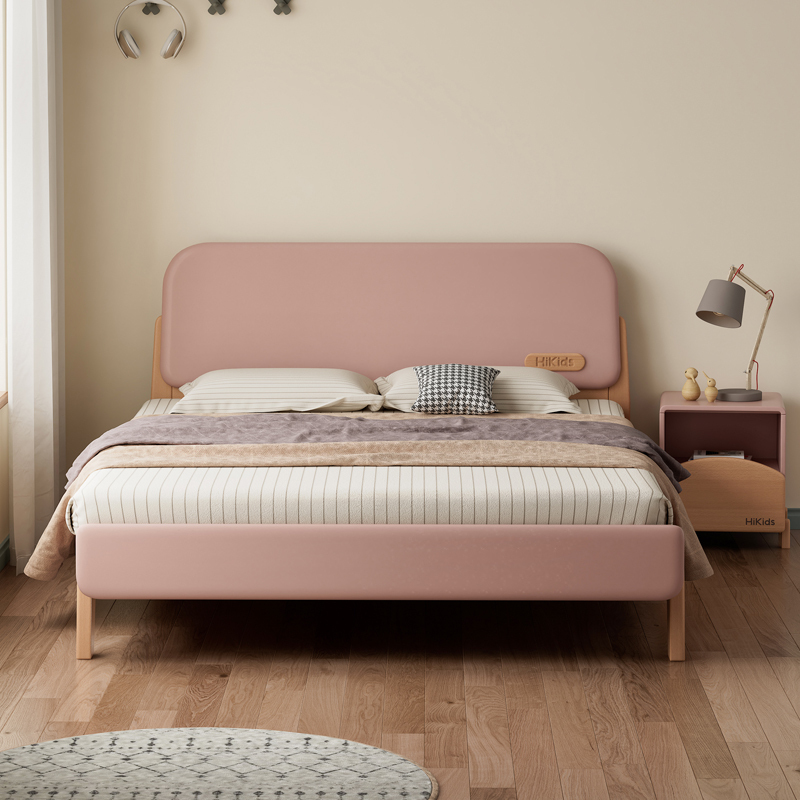 法依兰实木儿童床男孩女孩公主床粉色抽屉床小孩女童床卧室简约单人床