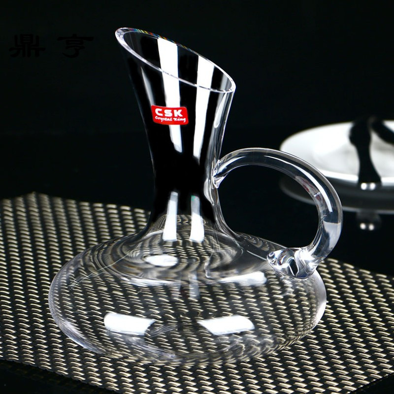 鼎亨水晶玻璃快速 带把手工醒酒器 倒酒器醒酒壶盛酒器