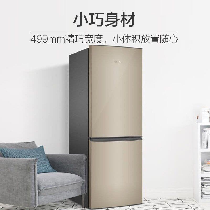 海尔(Haier)178升双门两门家用冰箱 时尚炫金 租房神器 直冷 电冰箱 小冰箱BCD-178TMPT图片