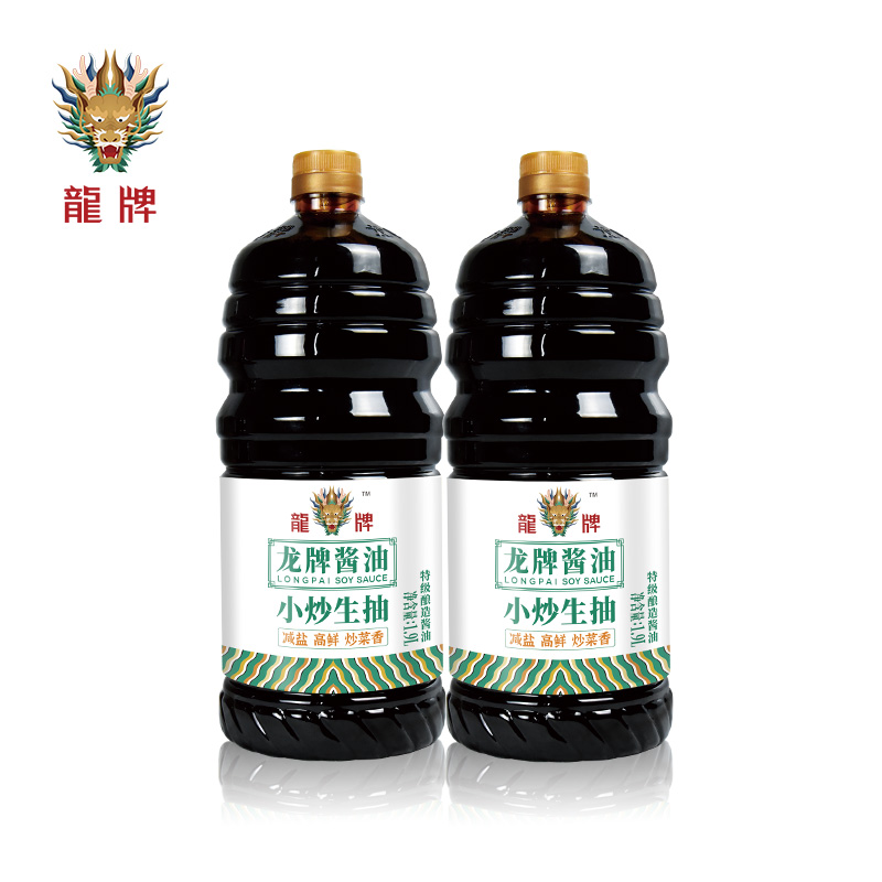 [s965]龙牌小炒生抽1900ml*2特级酿造酱油减盐提鲜增香炒湘菜凉拌调味