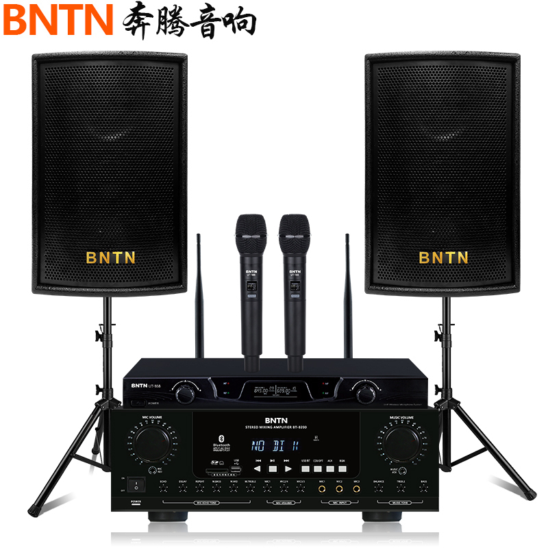 奔腾(BNTN)家庭KTV音响套装家用卡包功放卡拉OK无线U段话筒麦克风客厅小型唱歌k歌会议室演出8200配豪庭音箱