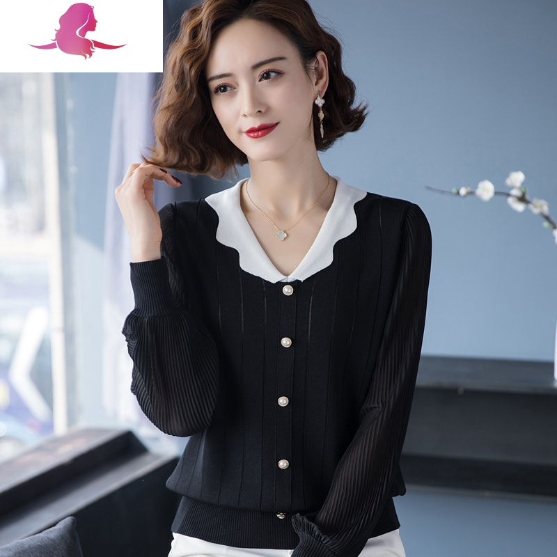 艳如飞时尚妈妈衣服春装针织上衣薄款中年女士春秋洋气高贵小衫长袖