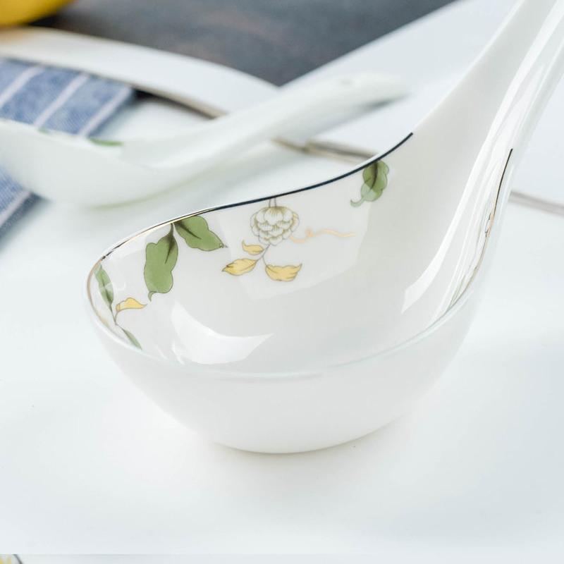 金岚玉骨质瓷分汤勺香榭丽舍骨瓷大调羹瓷大马戈大汤勺子长汤勺纯奶