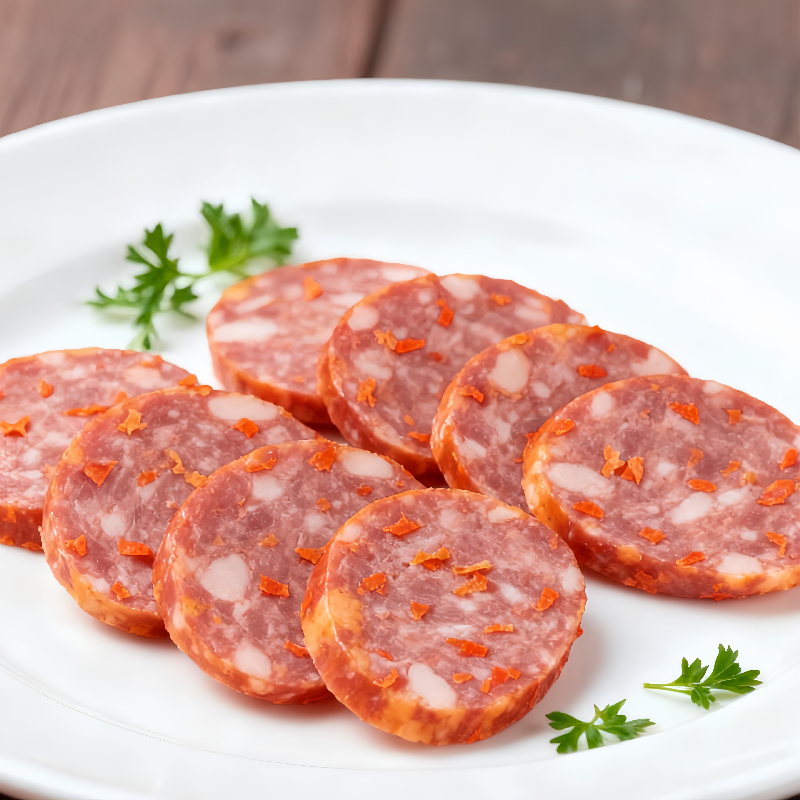 三峡高山农户散养土猪松柏树枝古法熏制橙味香肠500G/袋高清大图