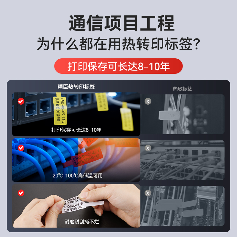 精臣 线缆标签打印纸 M2/M3机型使用 25*38+40-70橙线缆 02F高清大图