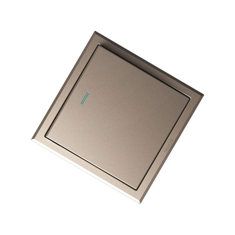 simon西蒙开关插座面板e3系列香槟金色一开双控开关86型面板