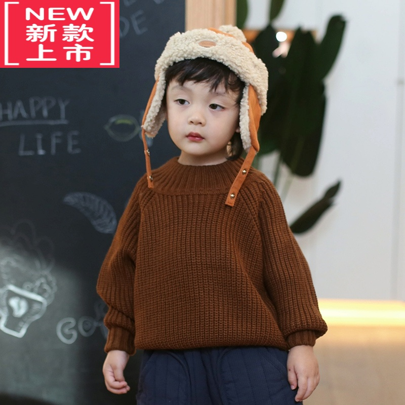 可莉允砚台家韩版儿童毛衣男女童半高领粗针宝宝套头2022秋冬新款加厚潮
