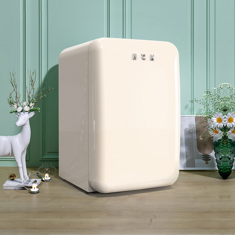 HCK哈士奇 BC-130PGC 复古冰箱单门家用冷冻冷藏小型迷你网红进口-薄荷绿金属把手高清大图