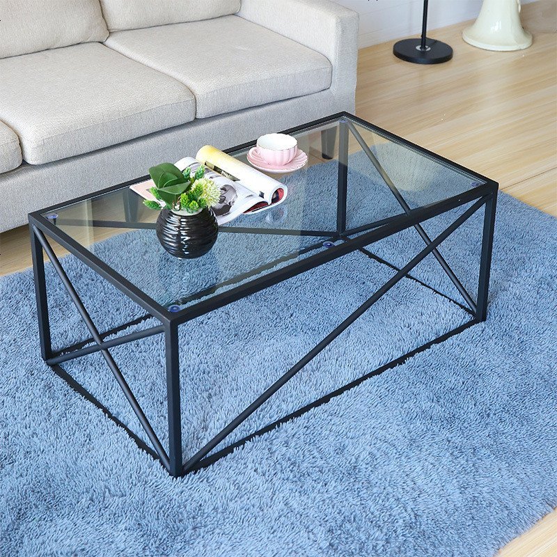 北欧钢化玻璃网红茶几简约现代风格小户型创意工业风长方形边角几视频