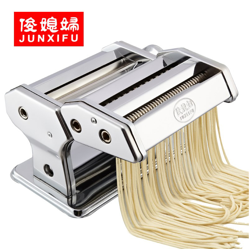 俊媳妇JUNXIFU0家用加厚不锈钢压面机手动手摇面条机饺子皮馄饨皮机擀面机制面机擀面器(厚度调节)任意厚度