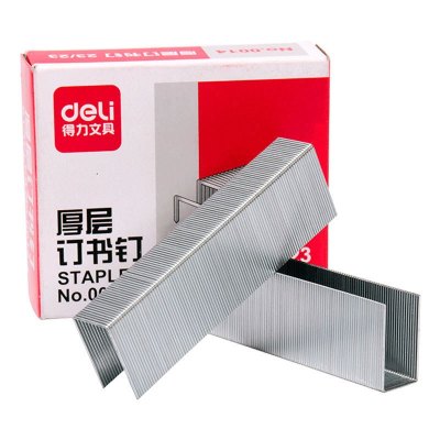 得力（deli）0014厚层重型订书针23/23加厚大号 装订210页1000枚/盒 单盒装