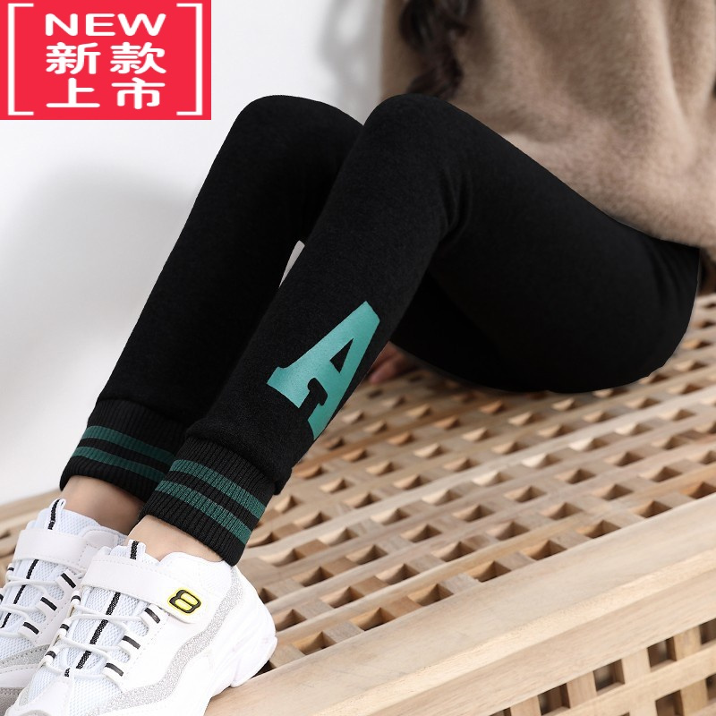 可莉允女童打底裤加绒加厚冬季外穿儿童裤子中大童一体绒保暖裤春秋