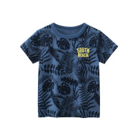 2025夏季韩版童装儿童服装男短袖T恤衫宝宝衣服代销 90cm 9800军蓝/叶子