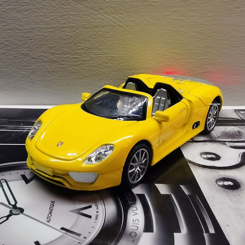 保时捷918汽车模型合金回力敞篷跑车儿童玩具男孩仿真原厂摆件保时捷