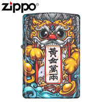 东来也联名款正版ZIPPO打火机芝宝纯铜煤油防风火机套装正品磨砂哑漆六面彩印中国潮红色风格黄金万两zppo