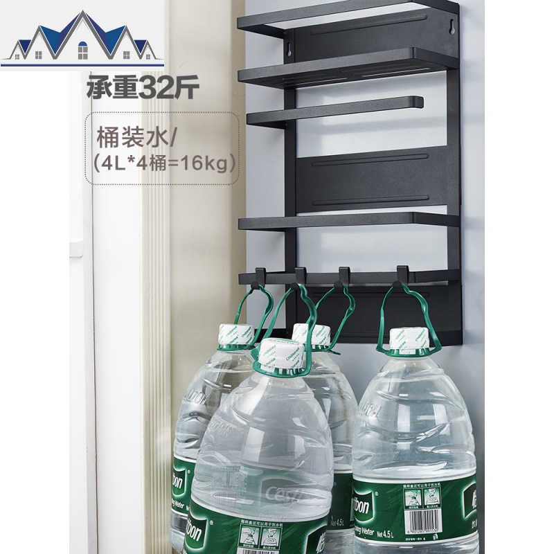 日式冰箱置物架简约铁艺磁吸侧挂架调味料保鲜膜纸巾架厨房收纳架 三维工匠高清大图