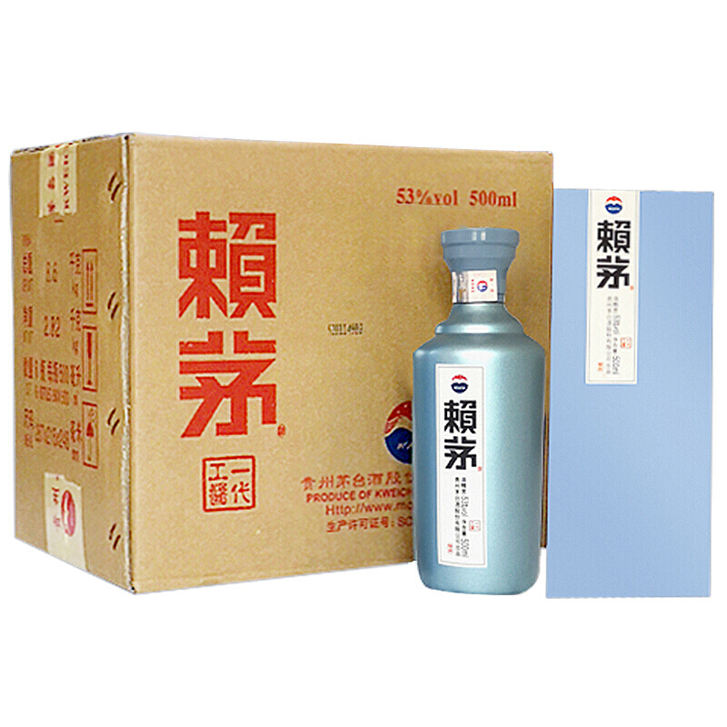 茅台 赖茅 一代工酱 箱装 53度 500ml*6 酱香型白酒 賴茅(年份酒)