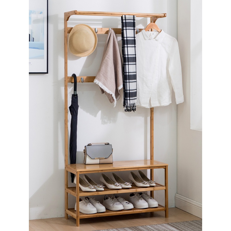 简易厅柜ciaa鞋柜衣帽柜衣帽架落地鞋架挂衣架组合换鞋凳客厅衣服架