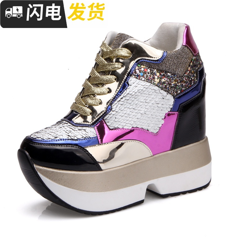2022秋季新款女鞋内增高运动鞋时尚拼色女士休闲鞋百搭超高跟13cm启如休闲鞋