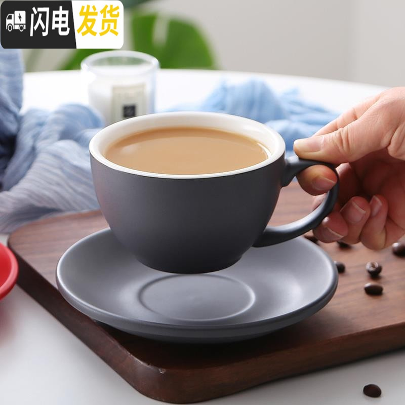 三维工匠精美复古套装杯杯子套具咖啡杯 欧式小风格韩版单人下午茶 亮光棕300杯碟咖啡器具