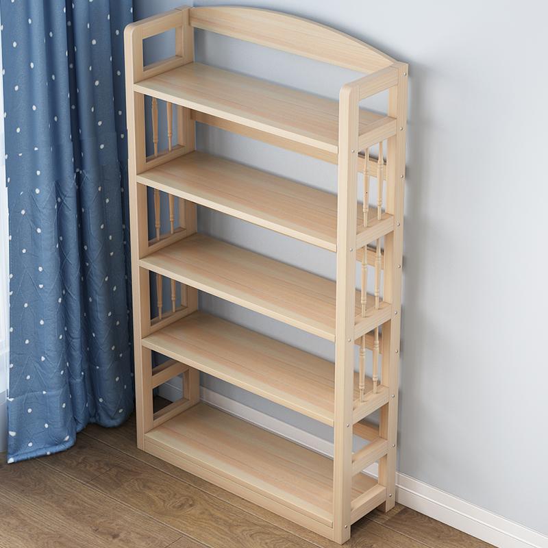 书架实木组合落地置物架简易绘本架简约现代无漆松木学生儿童书柜新