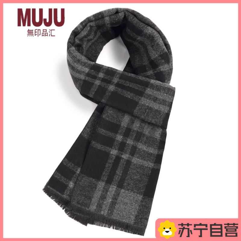 围巾男中老年冬季格子保暖羊毛加厚老人围脖男士高档爸爸冬款高清大图