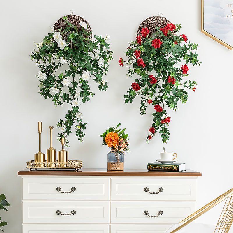 仿真十里香客厅墙面装饰室内绿植壁挂花藤垂吊藤条植物假花藤蔓发财叶