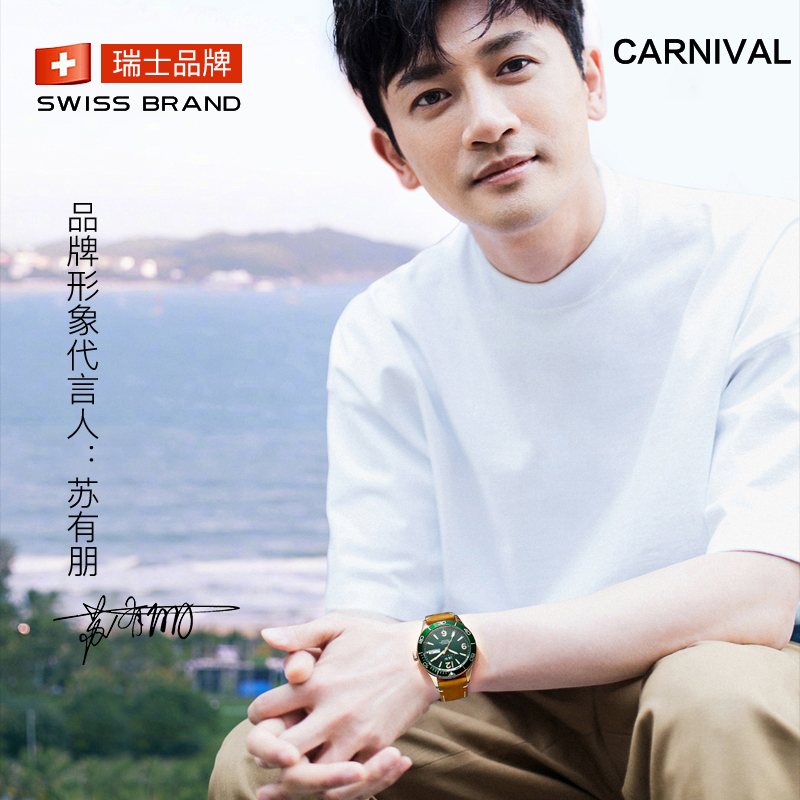 瑞士品牌嘉年华(CARNIVAL)手表石英表女士时尚潮流满天星腕表进口机芯防水女神简约气质手表8083玫瑰金