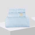 32支纯棉加厚超强吸水男女家用三件套精梳绣花方巾毛巾浴巾套装 天空蓝