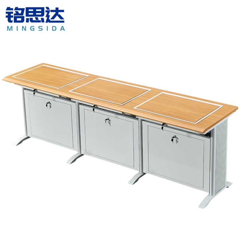 铭思达翻转电脑桌三人位张高清大图