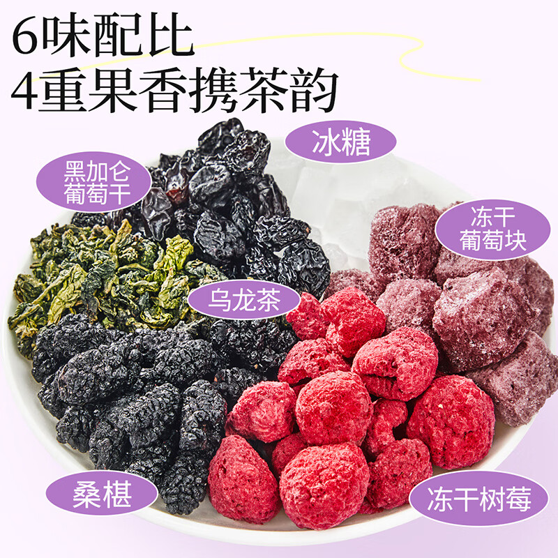 忆江南 水果茶 黑桑椹莓莓90克 葡萄汁冻干蜂蜜茶包冷冲泡水喝的饮品高清大图