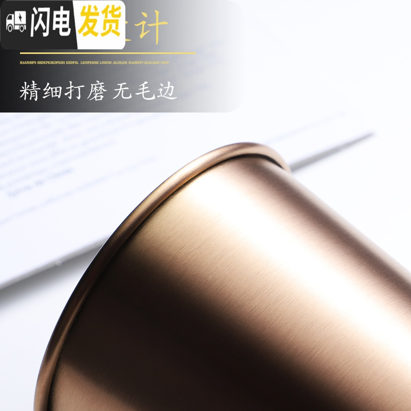 三维工匠随手杯304不锈钢家用冷饮果汁咖啡杯防摔带盖工业风啤酒杯子 小号玫瑰金咖啡器具